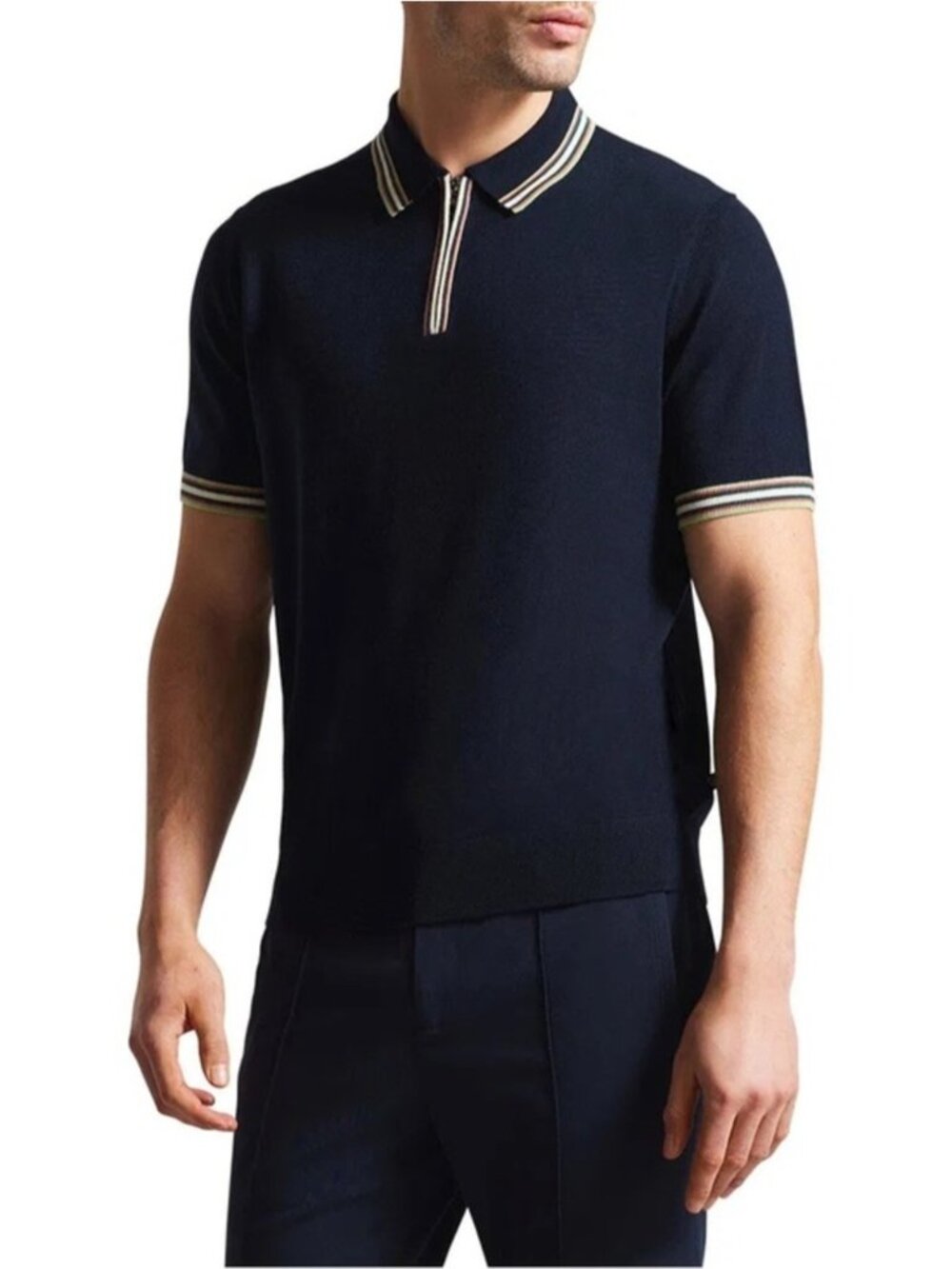 Ted Baker Pierrot Wool Polo Navy Size 5 (XL)